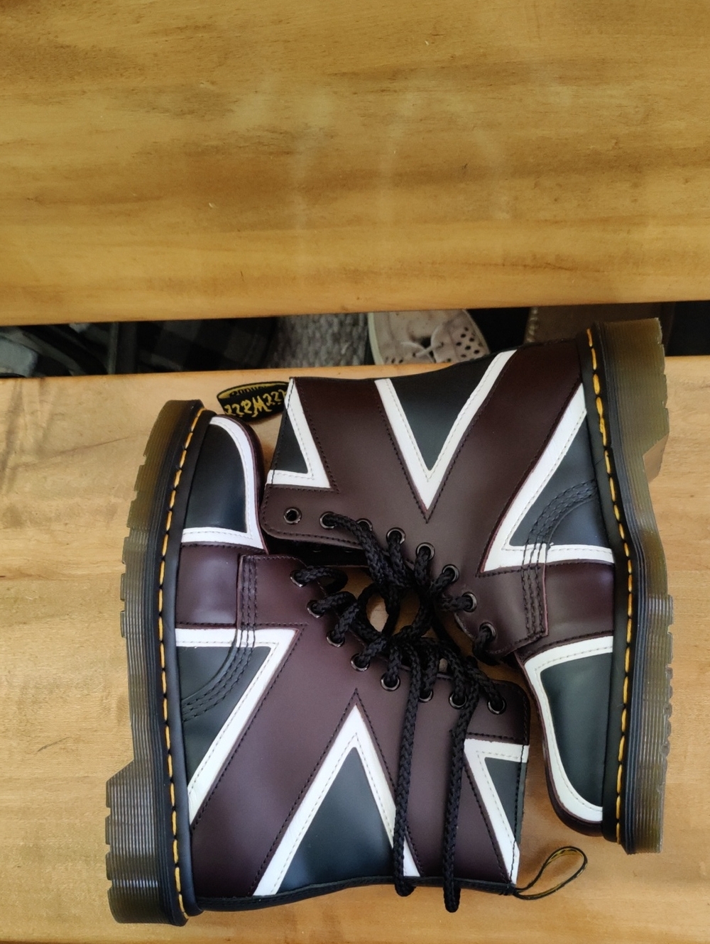 Dr. Marten 1460 Pascal Brit Navy Like New Condition Oxblood & White Ladies Size7 - Picture 8 of 13